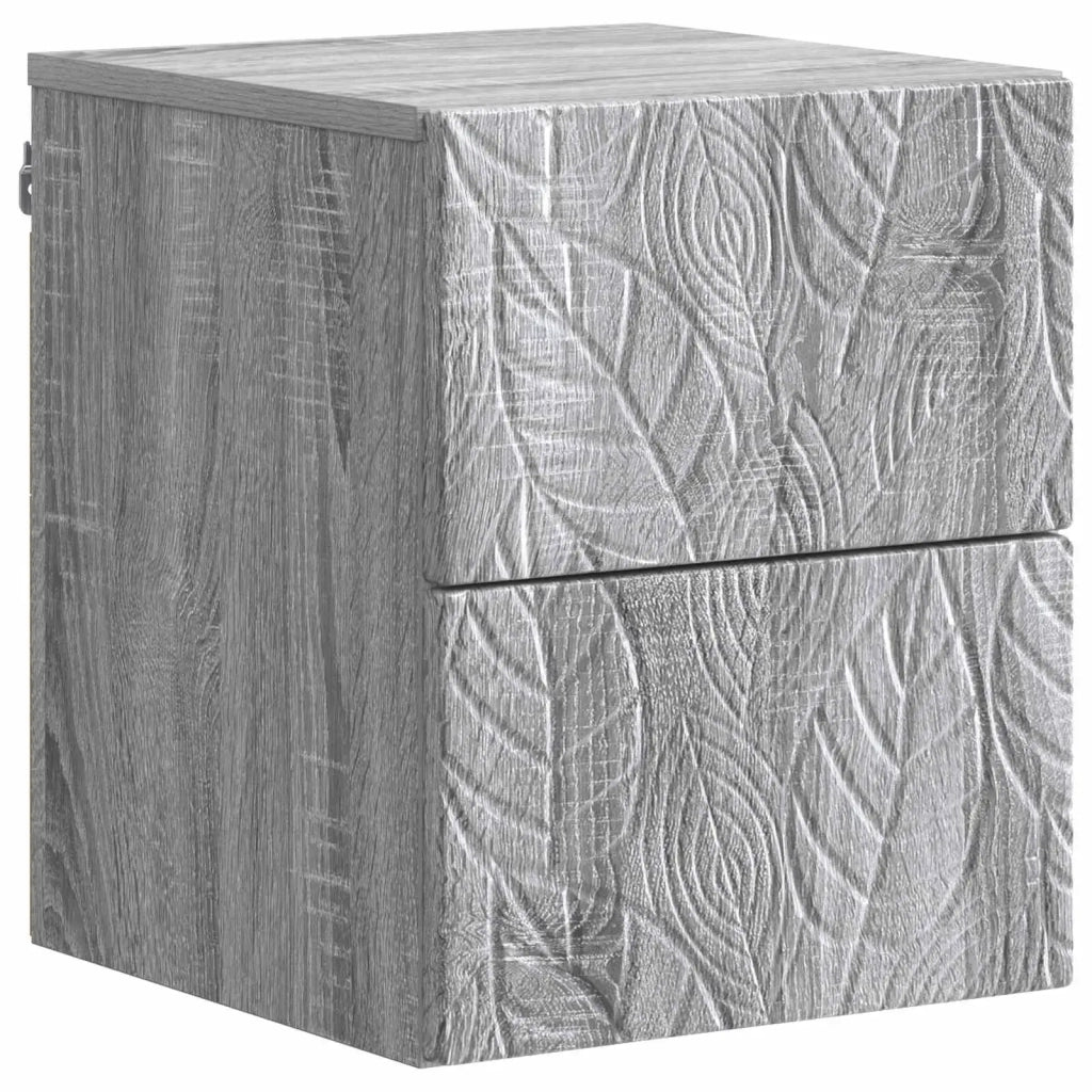 Mobiletto da notte a muro 2 pcs Sonoma grigio 34,5 x 33 x 40 cm 898818