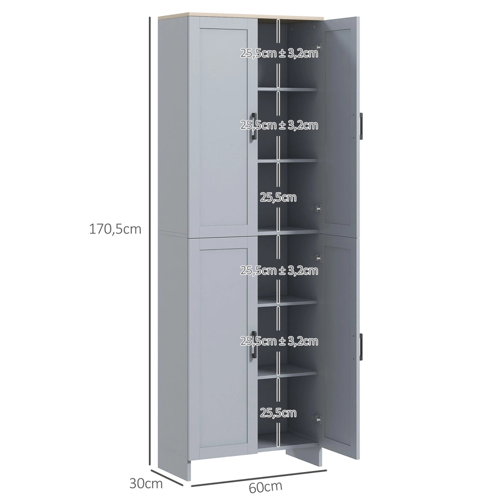 Credenza cucina 4 ante ¨C Xylo ¨C grigio 170 cm con ripiani regolabili
