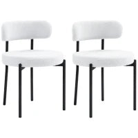 Set da 2 Sedie da Pranzo, Imbottitura in Fleece, Sedie con Sedile Imbottito, Gambe in Metallo, Bianco Crema