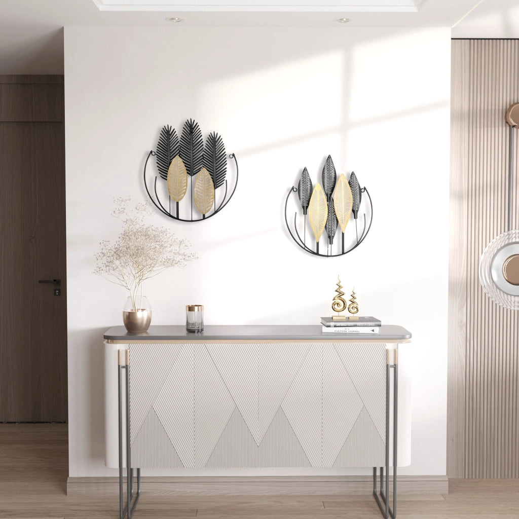 Quadro Moderno Decorativo per Parete ¨C zephmum ¨C Metallico Naturale e Nero