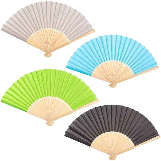 Set di Ventagli in Legno da 4 - Accessorio Elegante - Ideale per Matrimoni/Feste - Leggero e Pratico - Stilizzato e Funzionale - Ventagli