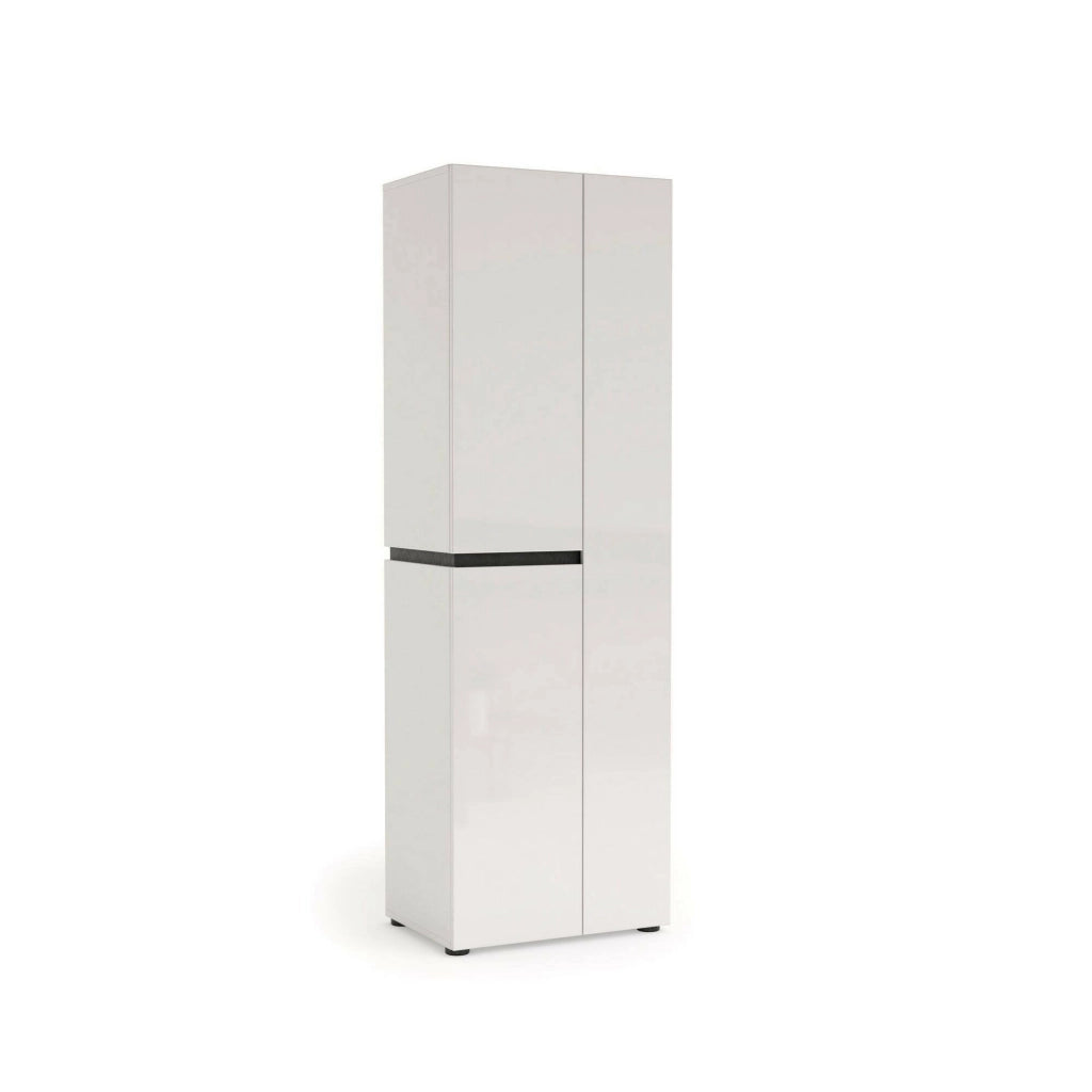 Linfa, Armadio Multiuso Grande Cassetti Made in Italy, 60.8x190h cm Bianco Lucido