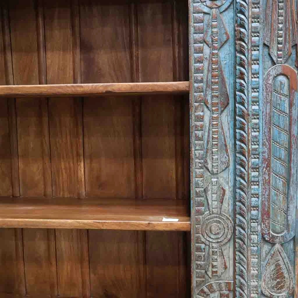 Libreria in legno blu fatto a mano 180x55x217h cm