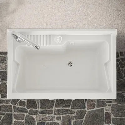 Vasca lavatoio 80x50 cm in resina bianca da installare da incasso