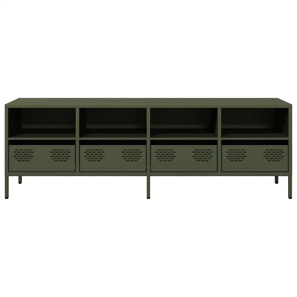 Mobile TV Verde Oliva 135x39x43,5cm Acciaio Laminato a Freddo 851332