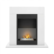 Marco Aurelio - Camino a bioetanolo da terra freestanding, biocamino da pavimento, 73x20xH75 cm colore bianco