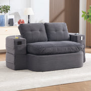 POLTRONA LETTO 2 IN 1 In Corduroy Grigio Scuro con Portabicchieri