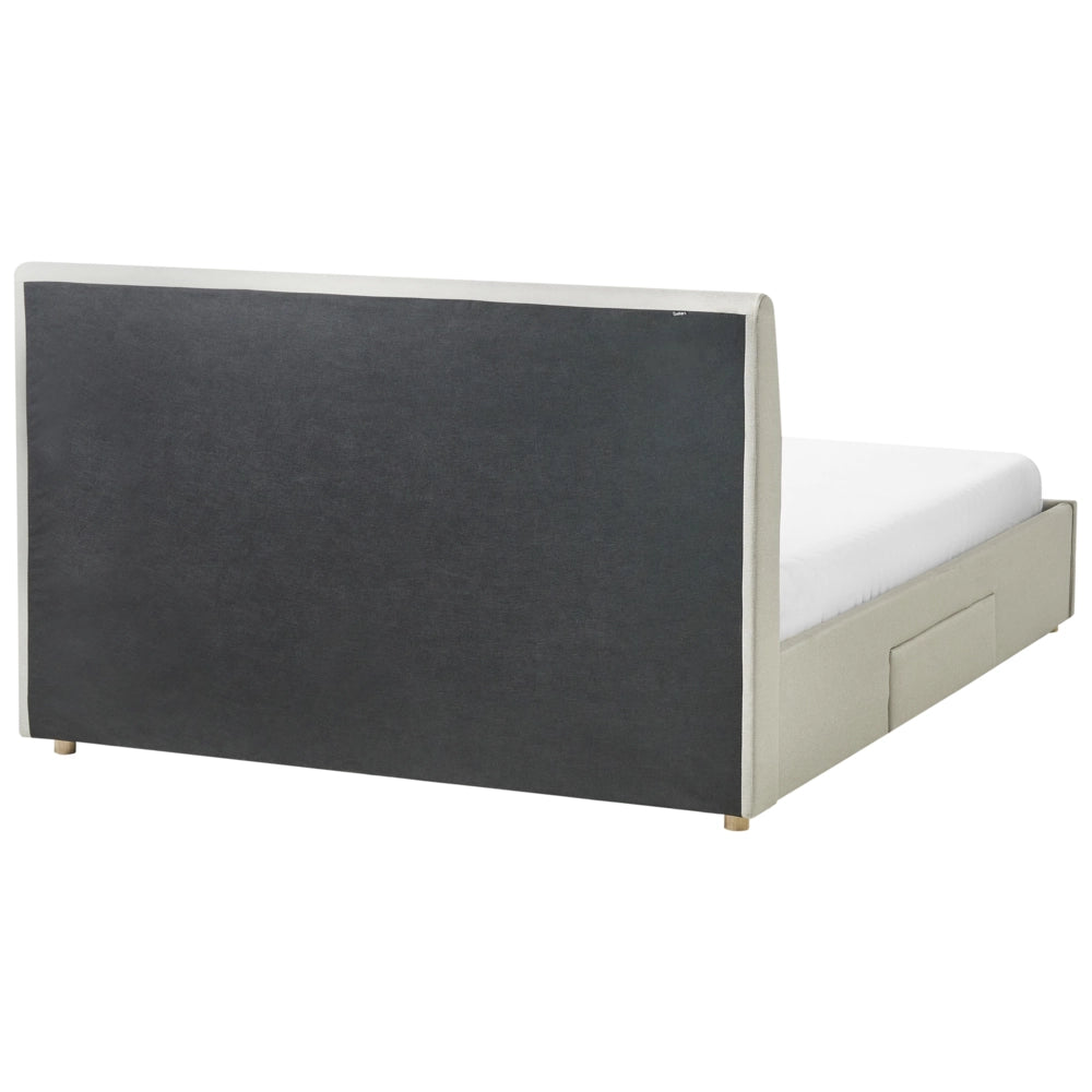 Letto con cassetti imbottito in tessuto 160 x 200 cm con rete a doghe design moderno scandinavo beige