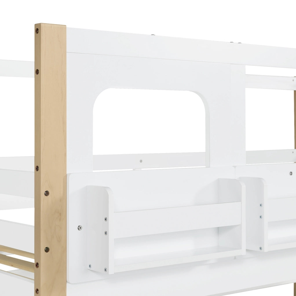 Letto a castello per bambini 90x200 cm con tavolo pieghevole e scala contenitore