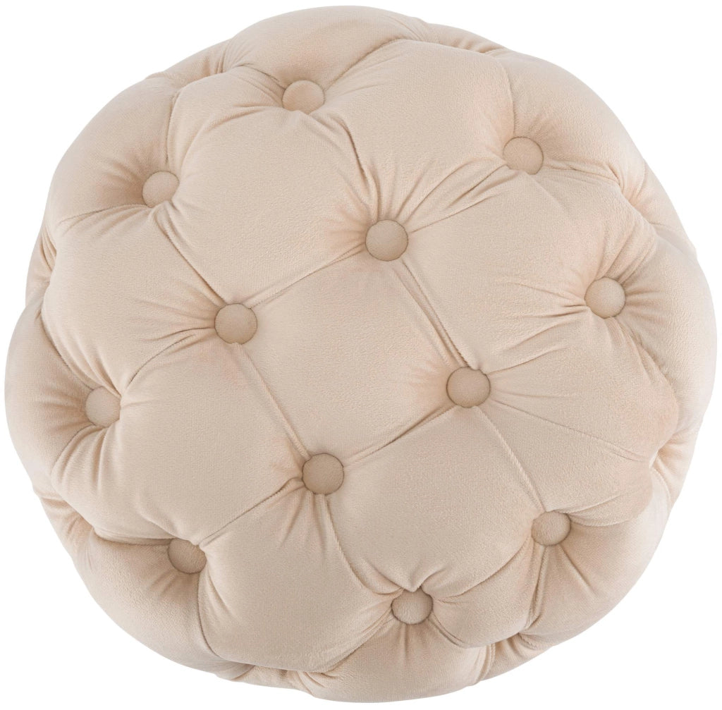 Pouf Drancy in velluto trapuntato crema,M