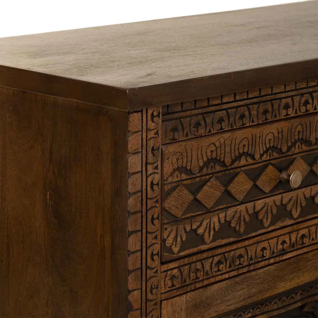 Credenza in legno artigianale con 3 ante, 153x40x84h cm