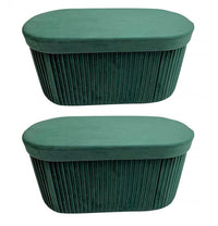 Set 2 Pouf Contenitore 76x38x38 cm Jocelyn in Velluto Verde