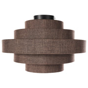 Lampada a sospensione a soffitto con paralume in tessuto di lino marrone Design moderno Luce per il soggiorno