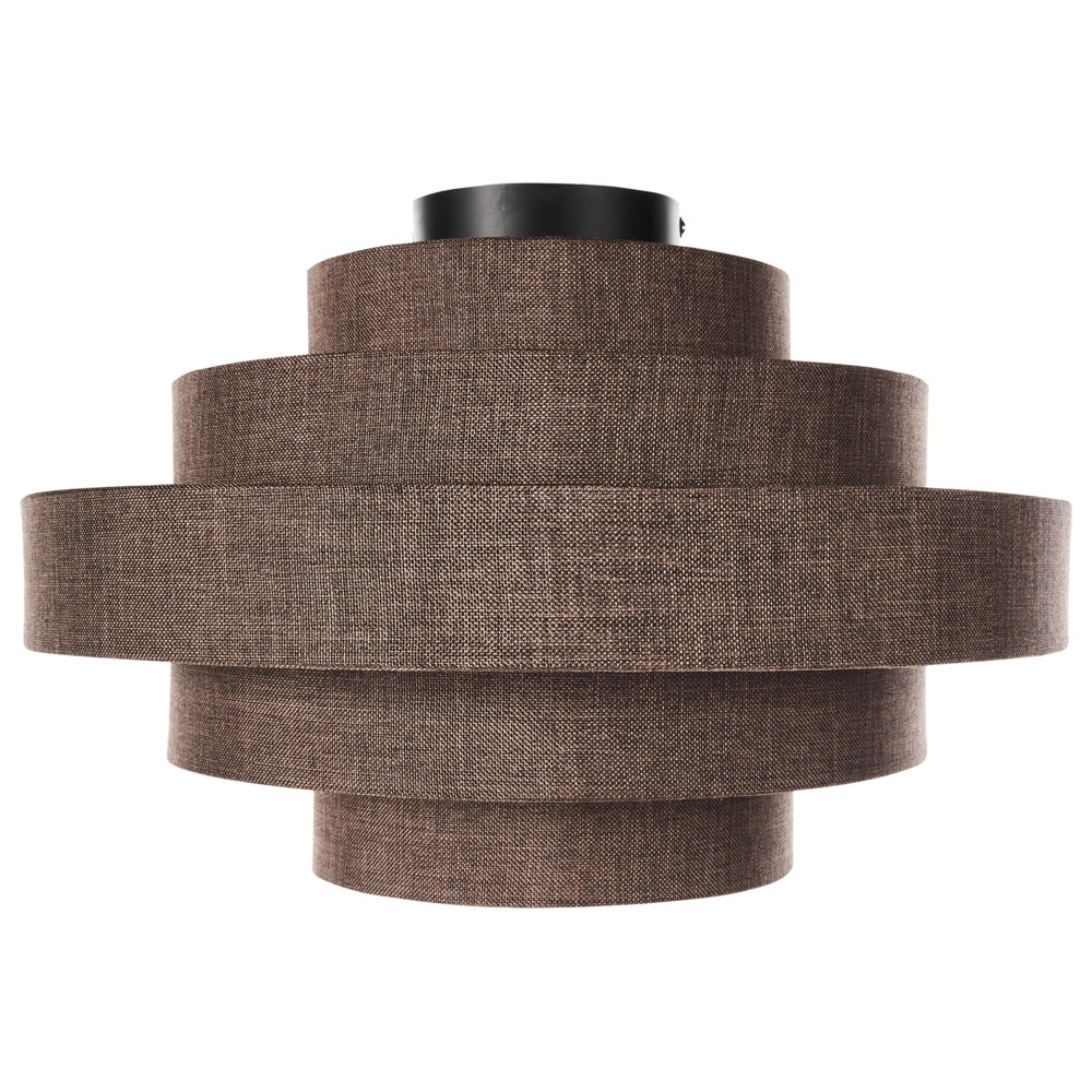 Lampada a sospensione a soffitto con paralume in tessuto di lino marrone Design moderno Luce per il soggiorno