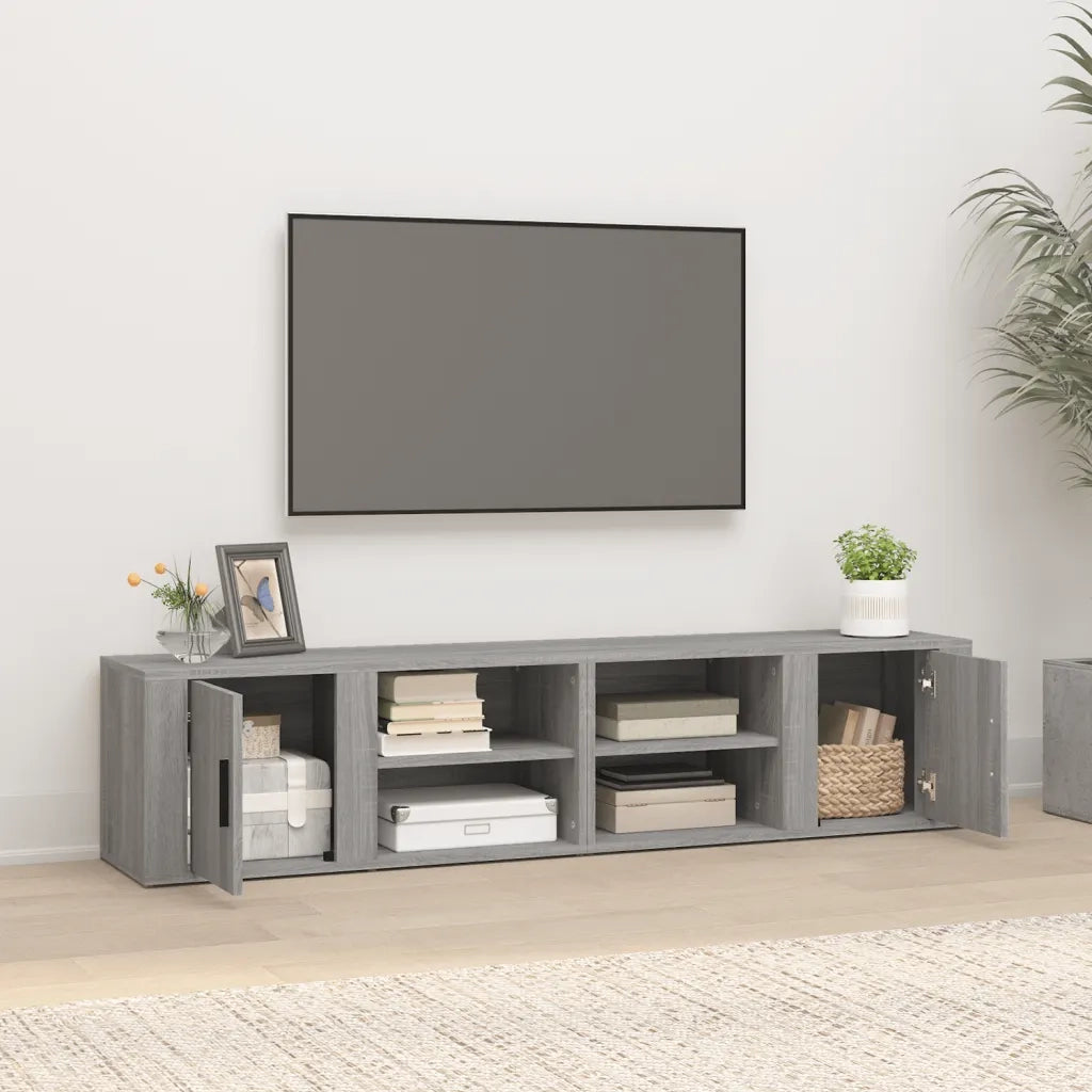 Mobili TV 2 pz-Set di 2 Credenza per TV Grigio Sonoma 80x31,5x36 cm Legno Multistrato