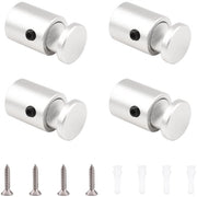 Muro di Sostegno con 4 Pezzi - Maniglia in Alluminio - Supporto in Vetro - Clip per Affissione - Argento - Qualità - Installazione alla Parete