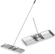 Rastrello Livellatore per Prato 170 cm, Raschietto Livellatore in Metallo Robusto con Manico Lungo e Spesso, Livellatrice per Terreno, Ghiaia, Orto ed Erbacce da Giardino (75 x 25 cm, Argento)