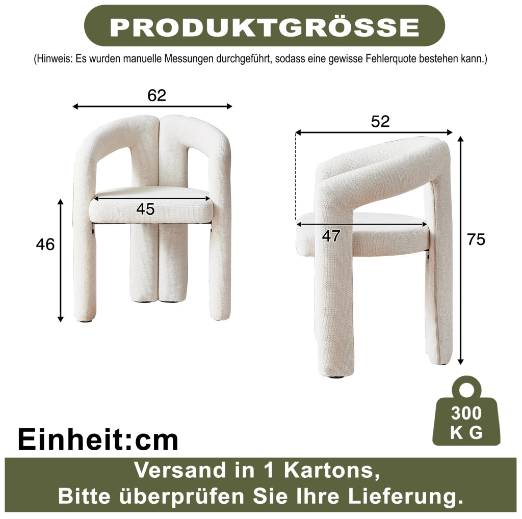 Sedia con Braccioli in Chenille; Beige; Sedia Imbottita per Sala da Pranzo e Ufficio
