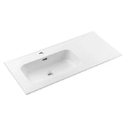 Lavabo da incasso ESSEN 100 cm in ceramica bianca lucida decentrata a sinistra