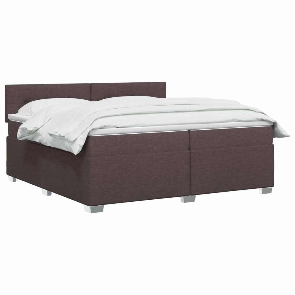 Letto con Box Spring, Materasso e LED Marrone Scuro Tessuto 3452025