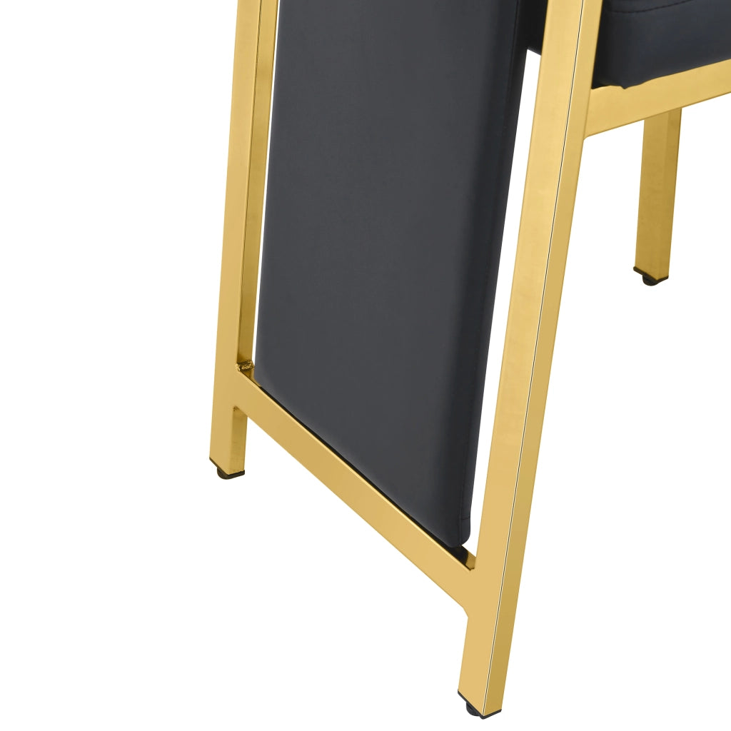 SEDIA da pranzo 109 cm in PU Nero e Metallo Oro Set da 2 pezzi