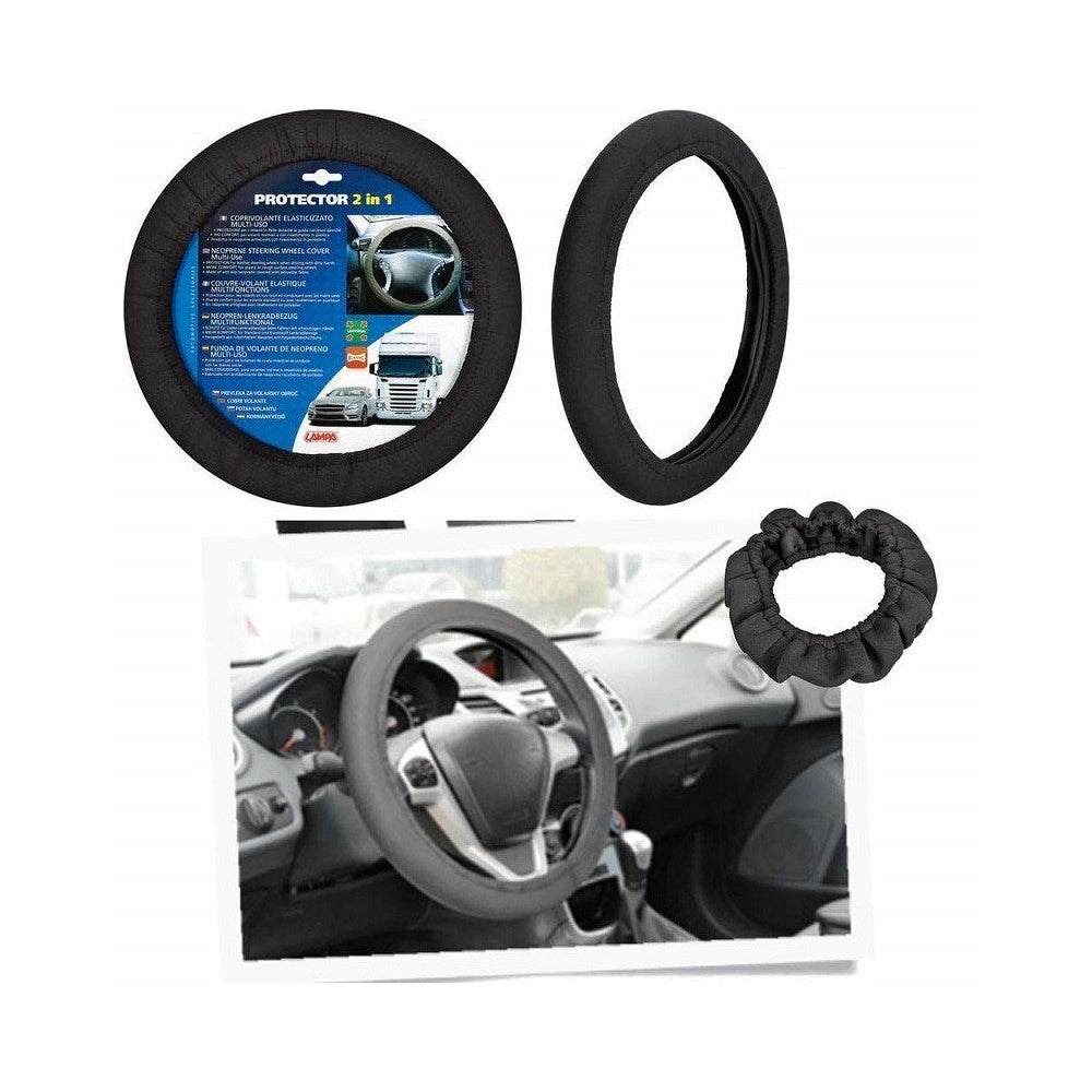 Trade Shop - Coprivolante Elasticizzato Nero Neoprene Universale Antiscivolo Auto Resistente -
