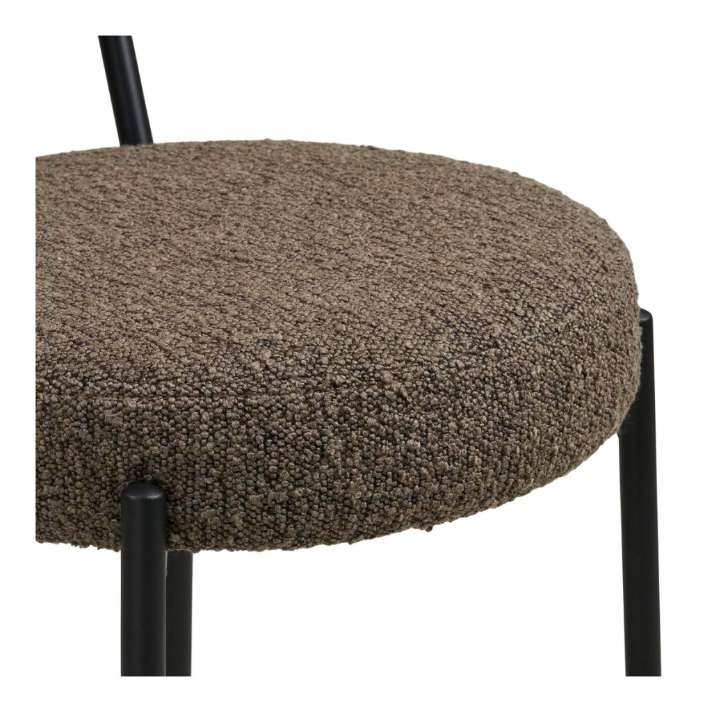 Badalona - Sgabello counter in bouclé marrone con gambe nere 39x46x90 cm