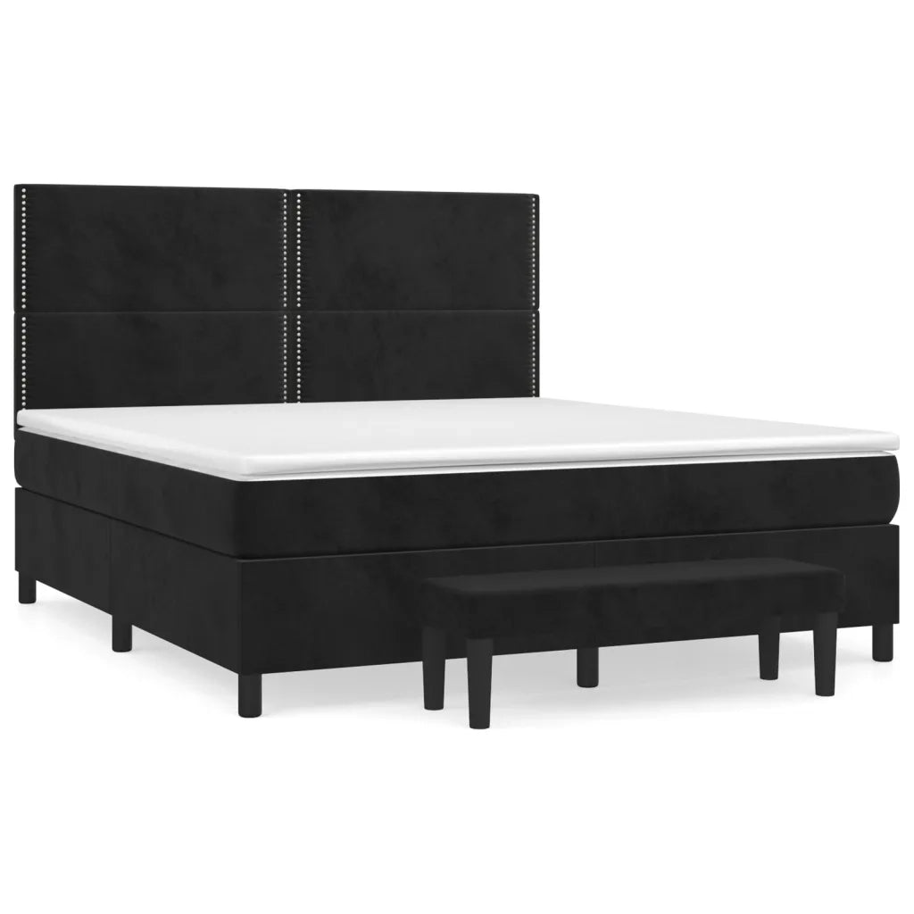 Giroletto a Molle con Materasso Nero 160x200 cm in Velluto 3137793