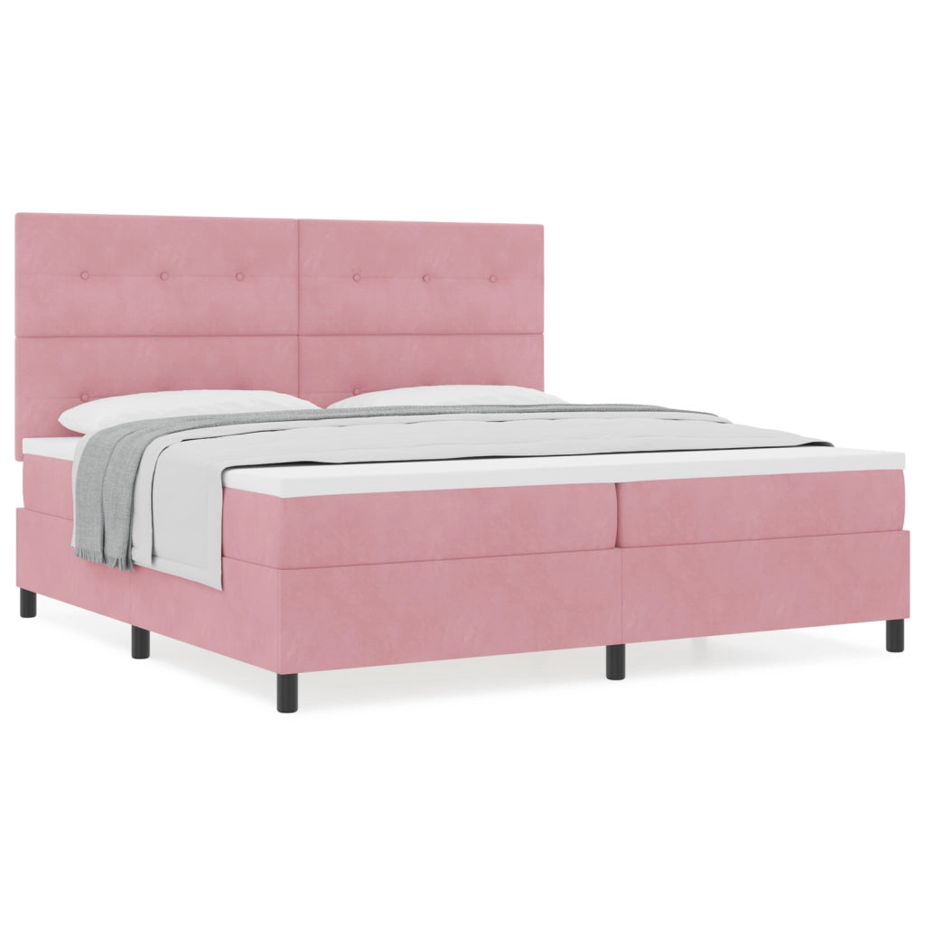 Letto Box Spring con materasso rosa 200x200 cm in velluto