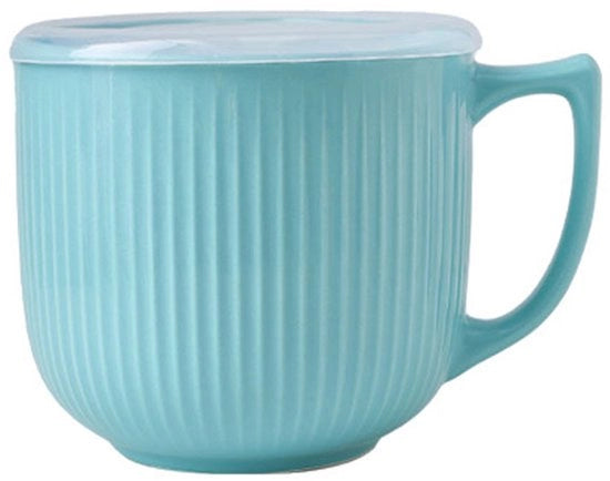 Moka con manico - Ciotola da yogurt - con manico - Resistente al magnetron - 900 ml - Ciotola da insalata - Ciotola da caffè - Ciotola da ramen - Ciotola da cereali per colazione - Ciotola da zuppa - Snack - Ciotola da insalata - Ciotola da ghiaccio - Blu