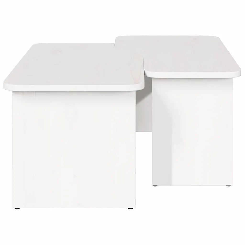 Tavolino da salotto 2 pcs Bianco Legno di pino massello 873524