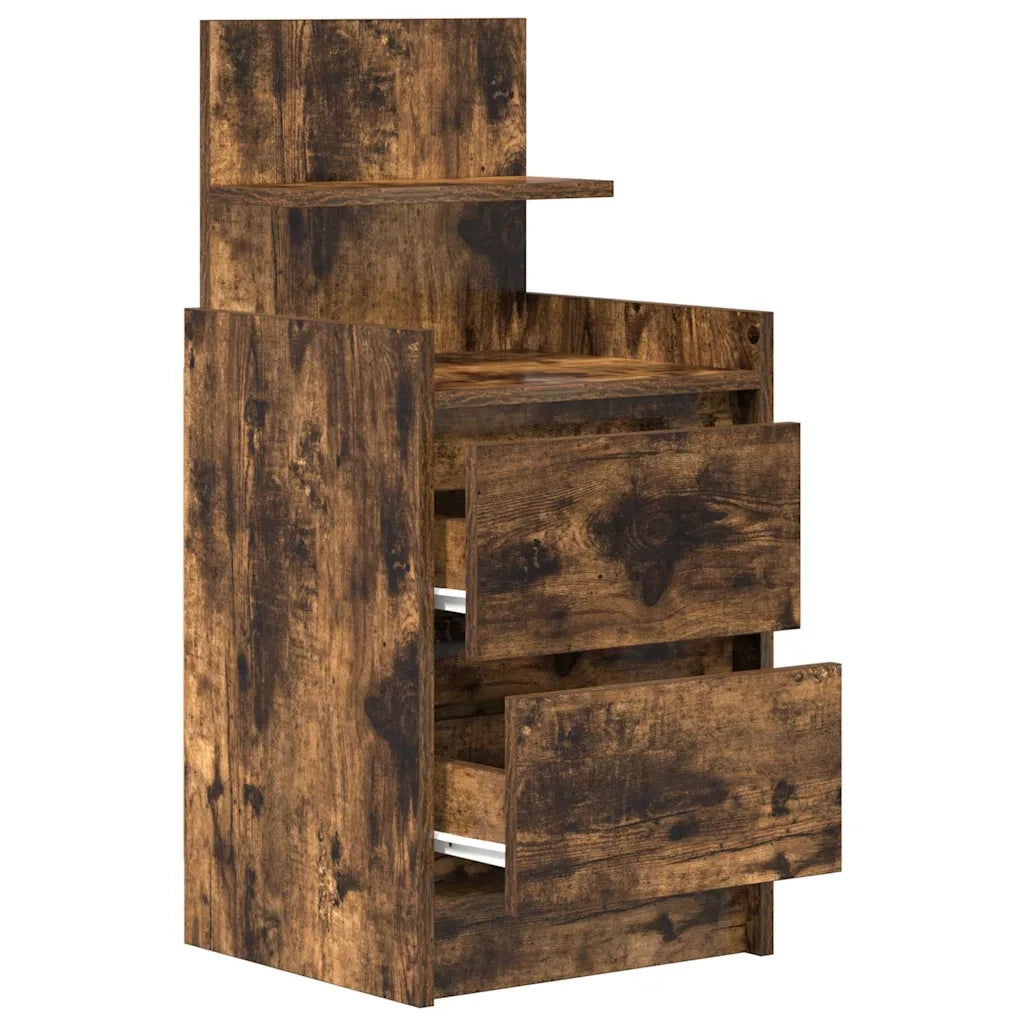 Comodini con 2 Cassetti 2 pz Rovere Fumo 38x34x80 cm 861364