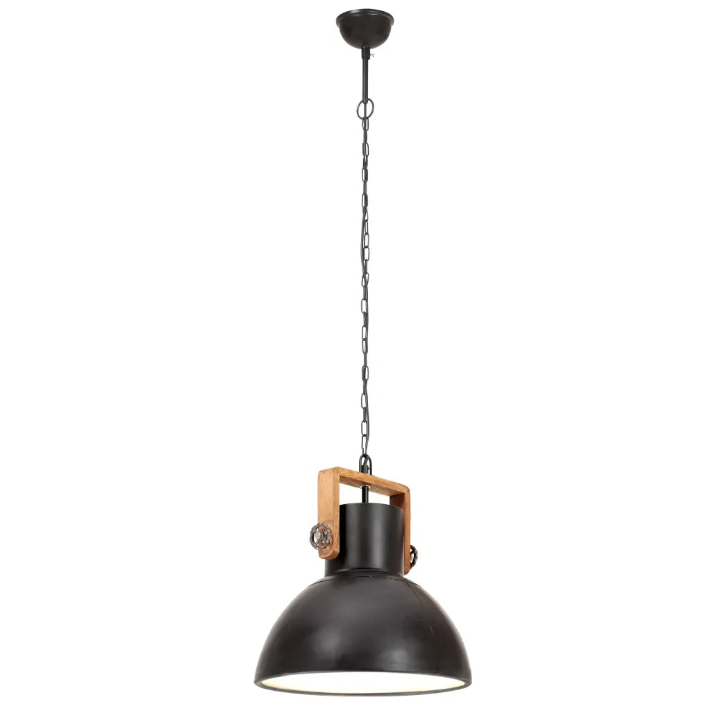 Lampada a Sospensione Industriale 25 W Nera Rotonda 40 cm E27 320535