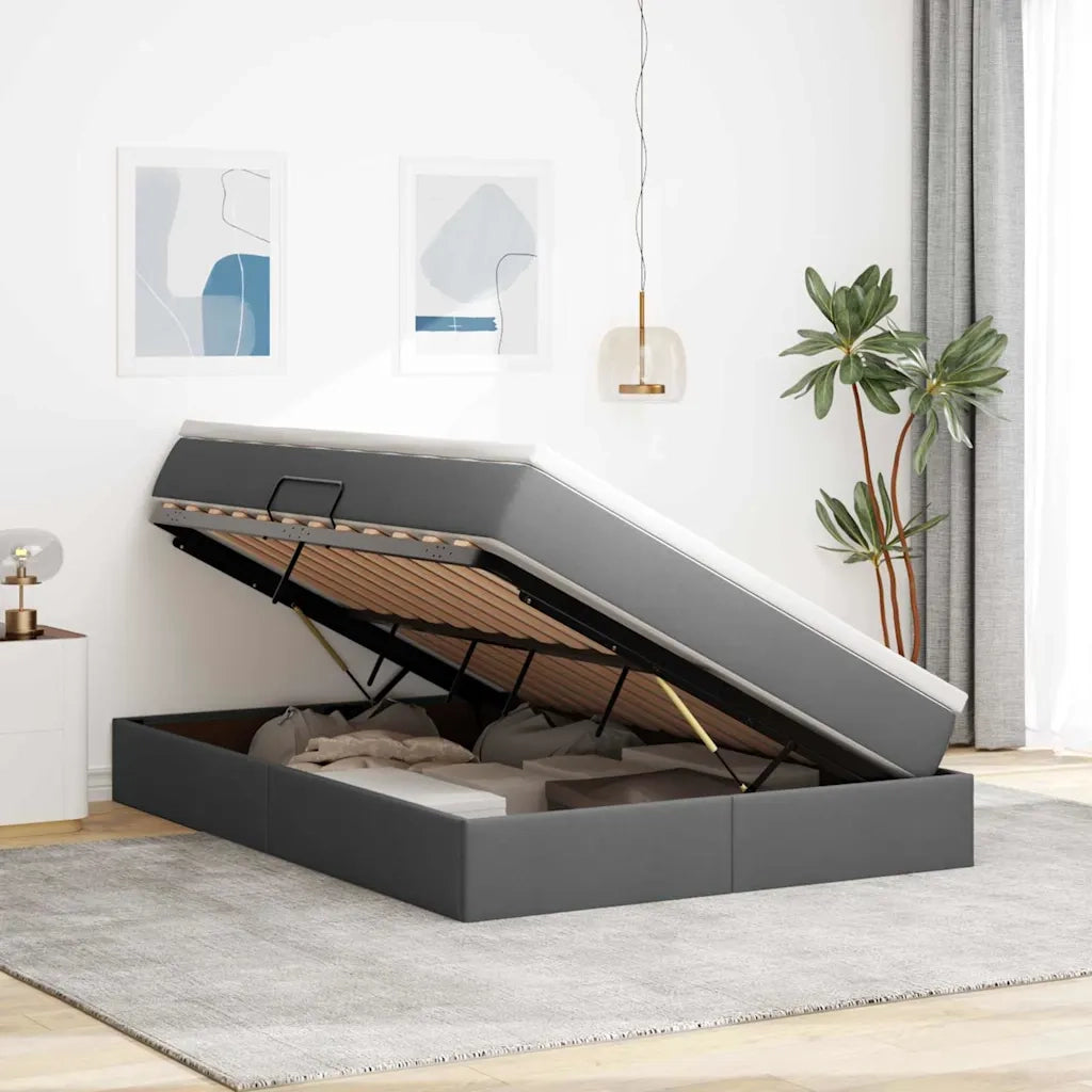 Letto con contenitore e materasso Grigio scuro 140 x 200 cm 3370231
