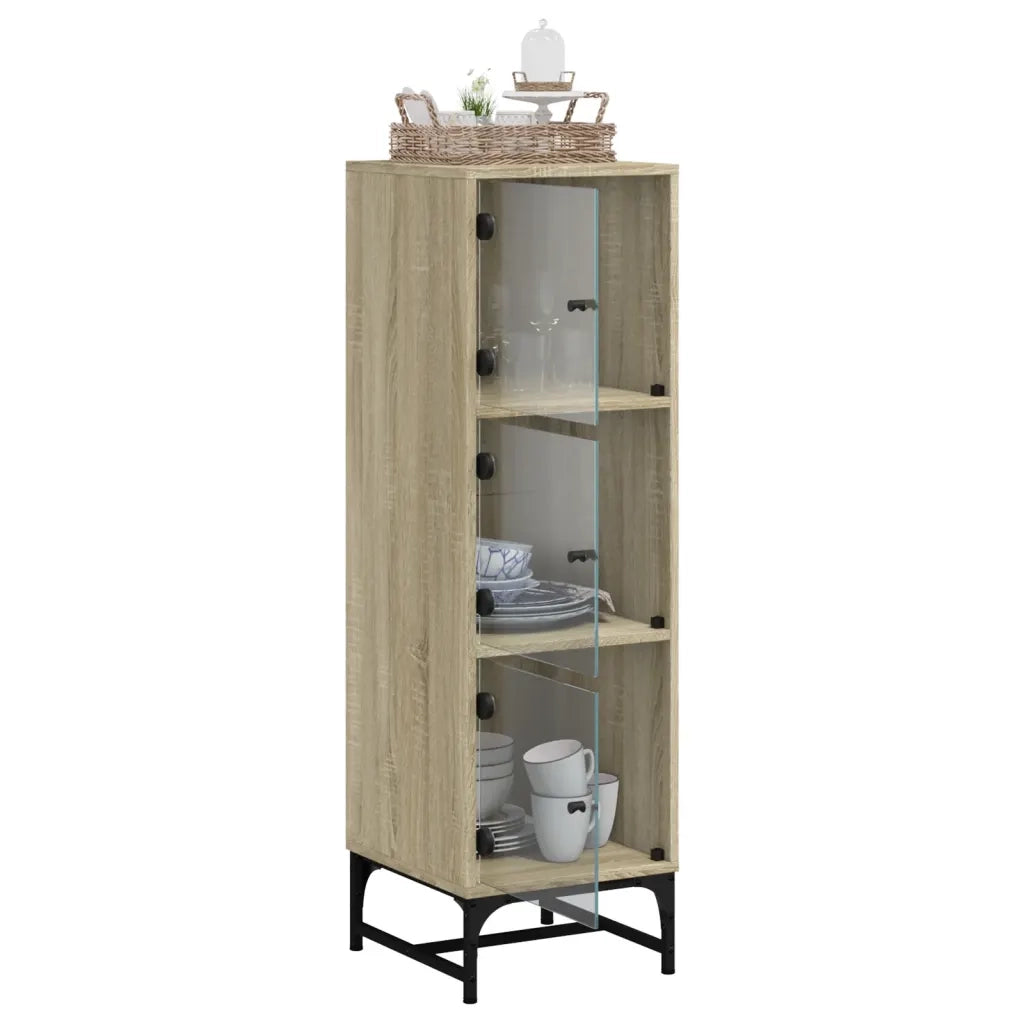 Credenza con Ante in Vetro Rovere Sonoma 35x37x120 cm 836562