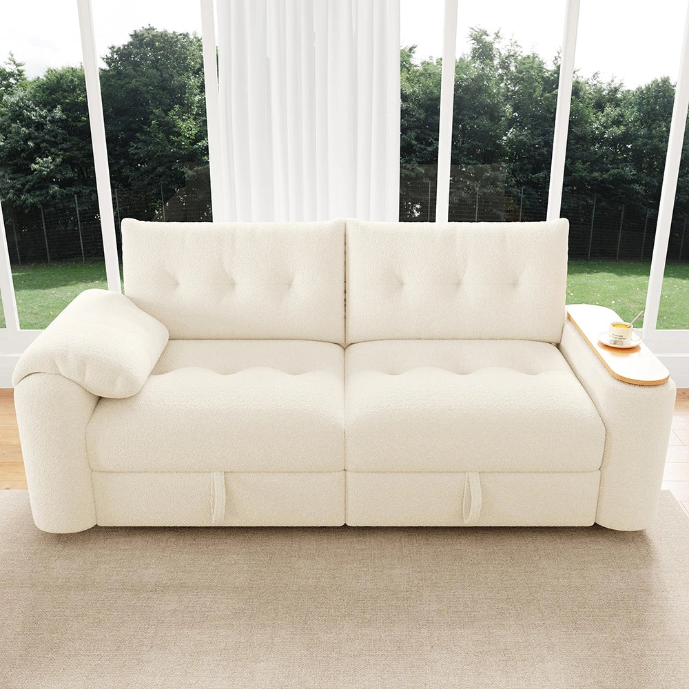 Divano letto 3 posti modulare - Xylo - Beige con ripostiglio e tavolino
