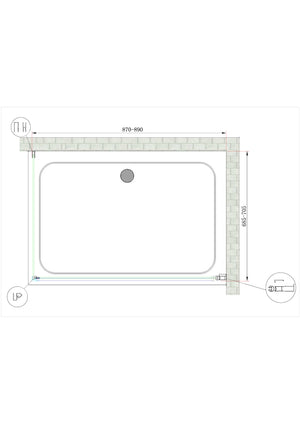 Box Doccia Battente e Parete Fissa Laterale Vetro Temperato 8 mm Easy-clean Reversibile PORTA 87-89 + FISSA 68,5-70,5