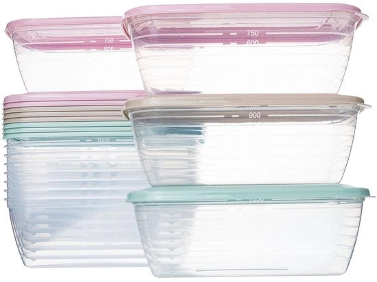 Set di contenitori alimentari in plastica trasparente 1,2L, 12 pz, BPA-free, magnetron e lavastoviglie resistenti, con coperchi, contenitori riciclabili