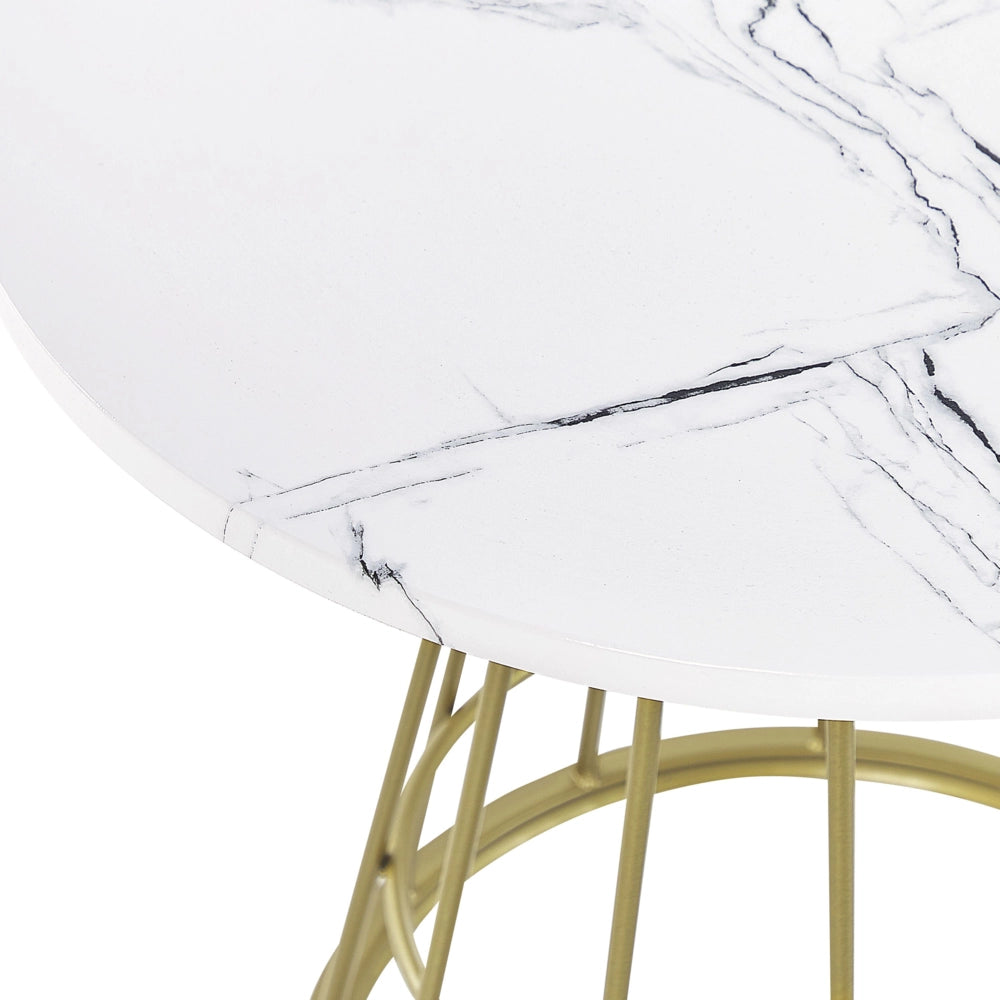 Tavolino Base in Metallo Dorato Effetto Marmo Piano Open Stile Glamour