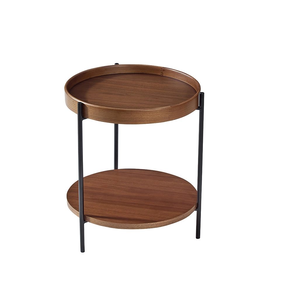 Tavolino moderno a due livelli - Xylo - 44*44*48 - Legno e ferro