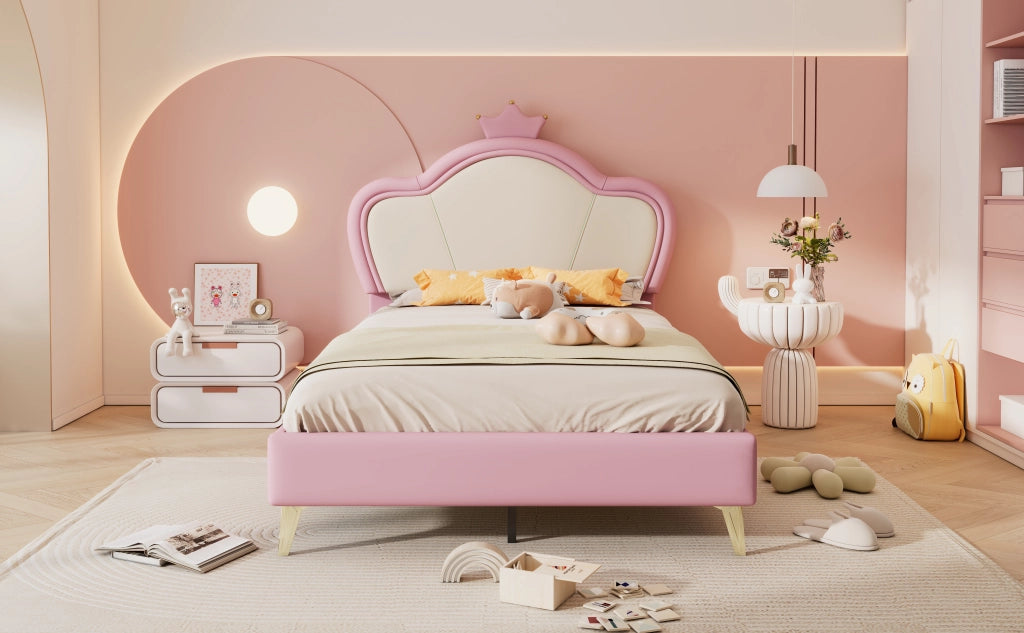 letto imbottito pu rosa bianco 90x200 cm