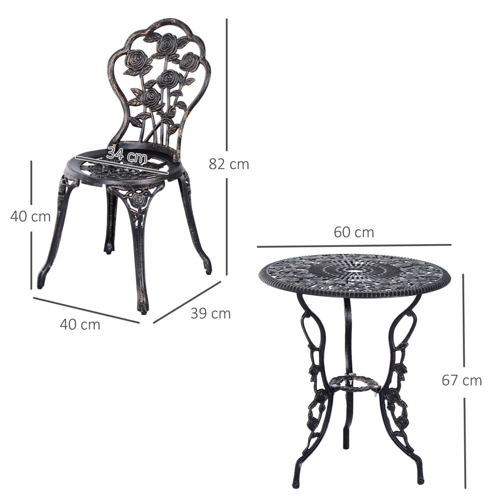 Set Giardino Tavolo e Sedie 2 Posti ¨C zephmum ¨C Bronzo Resina