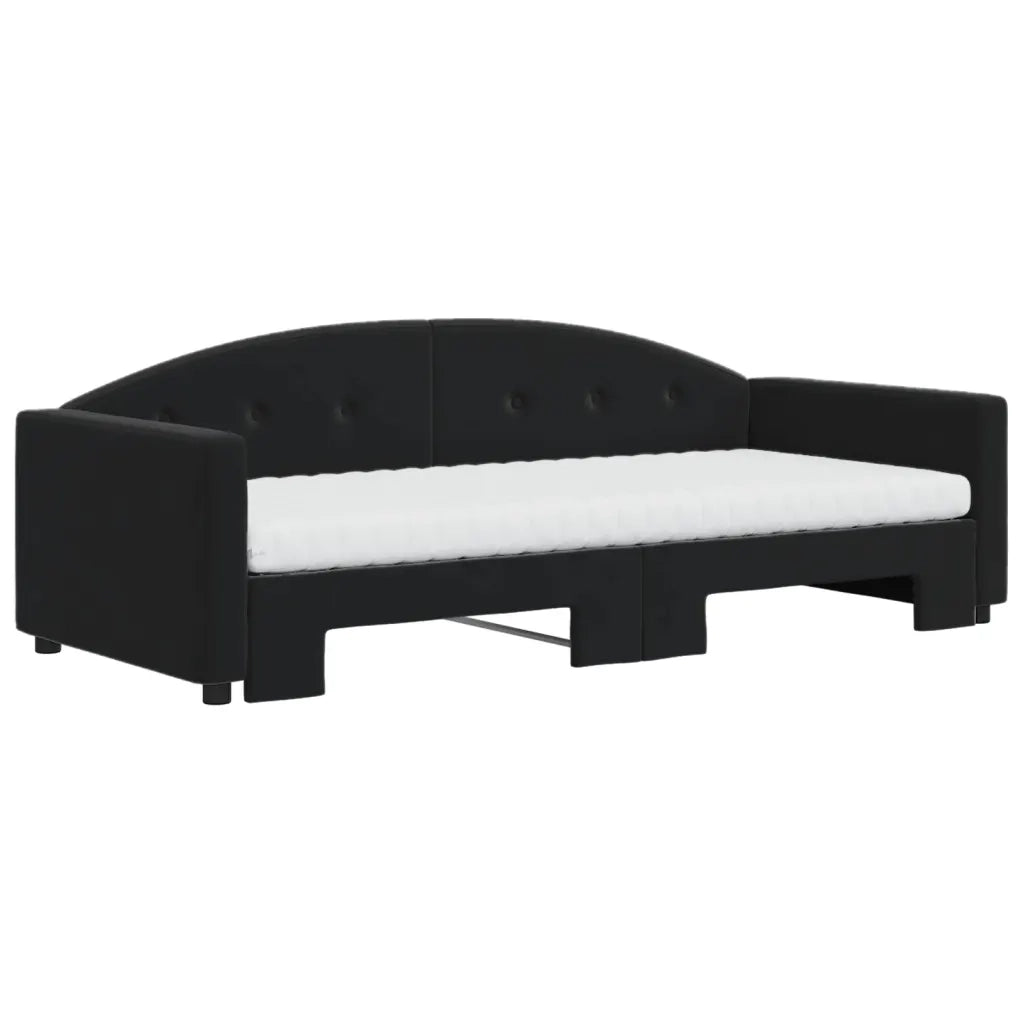 Divano Letto Estraibile con Materassi Nero 90x200 cm Velluto 3197329