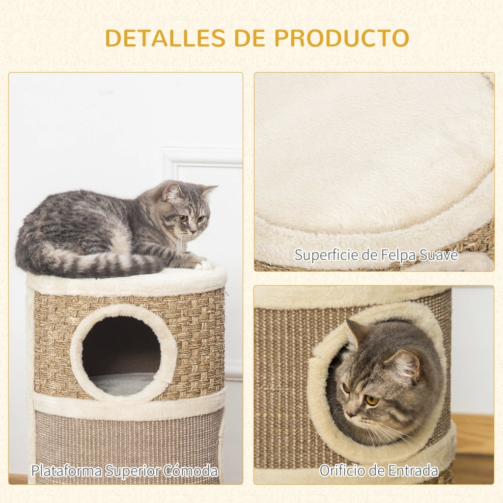 Letto per Gatti a 3 Livelli con Cuscino ¨C Zephmum ¨C Marrone Chiaro Beige ?37,5x70 cm