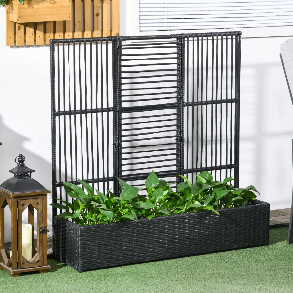 Fioriera con traliccio in polyrattan ¨C zephmum ¨C 103x29x103 cm, nero