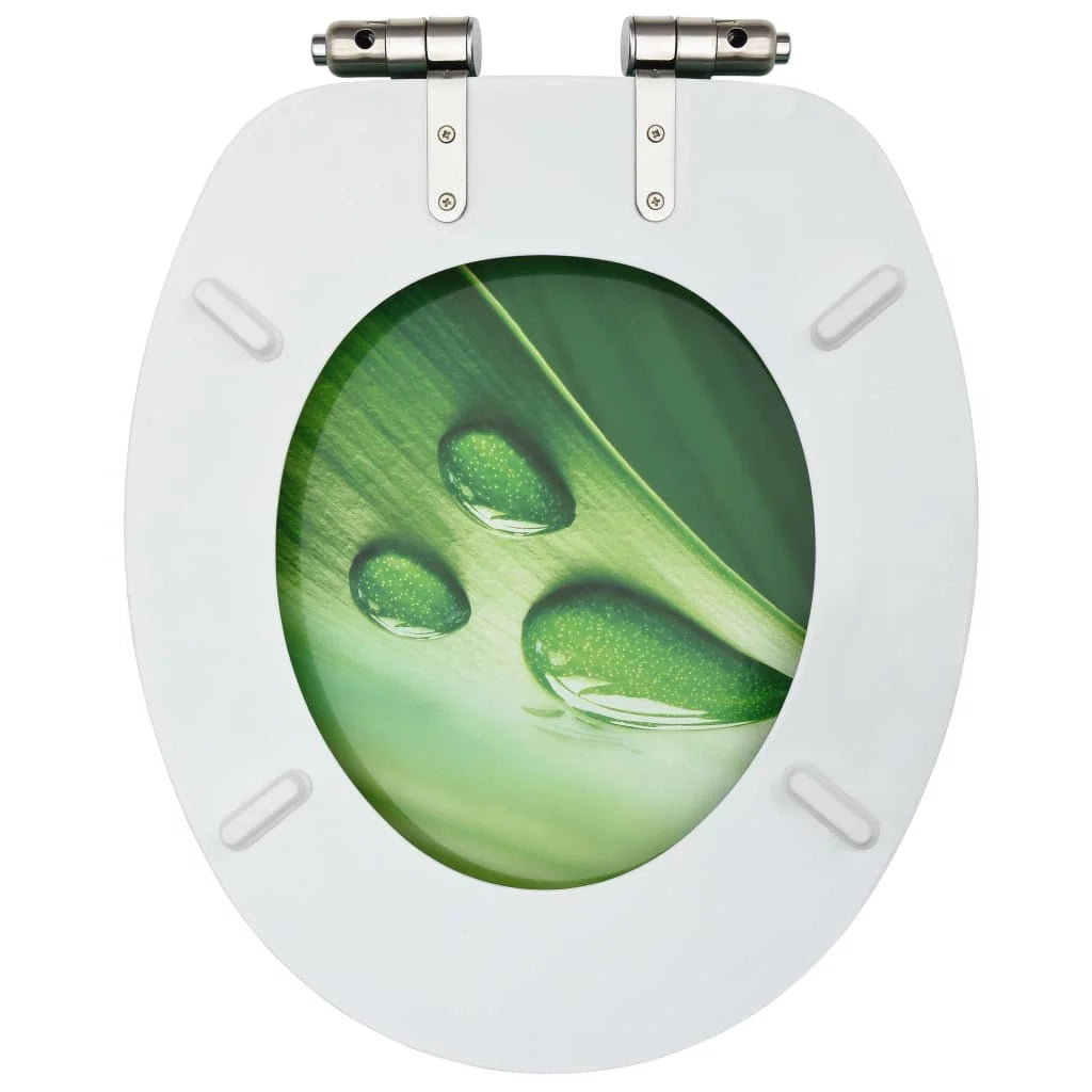 Sedile WC con coperchio a chiusura ammortizzata MDF verde con gocce d'acqua 02_0002935