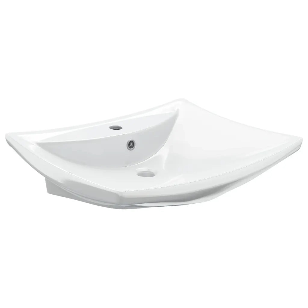 Lavabo-Lavandino Ceramica Lusso Rettangolare Foro di Trabocco e Foro Rubinetto