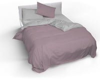 Copripiumino Matrimoniale con Sacco e Federe Doubleface Rosa Antico/Grigio Chiaro