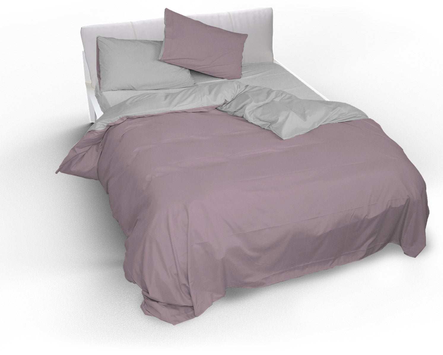 Copripiumino Singolo con Sacco e Federe Doubleface Rosa Antico/Grigio Chiaro