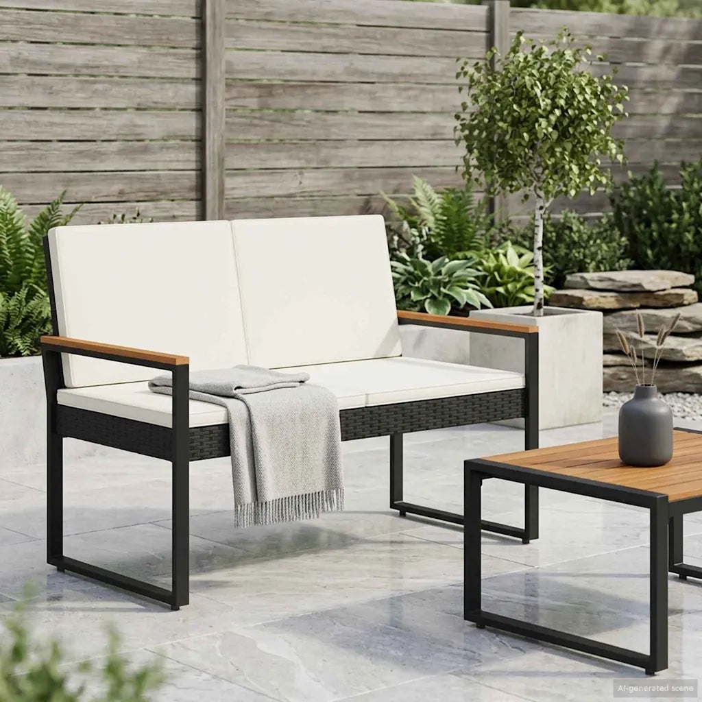Panchina da esterno Nero e Bianco Crema 107 x 61 x 80 cm 42025337